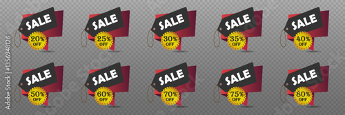 Set of discounts and mega sales banner price tag. Vector EPS10