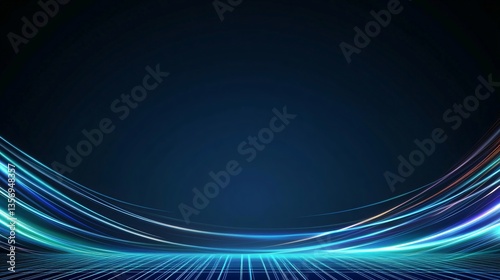 Smooth blue wave light streaks forming an elegant digital background