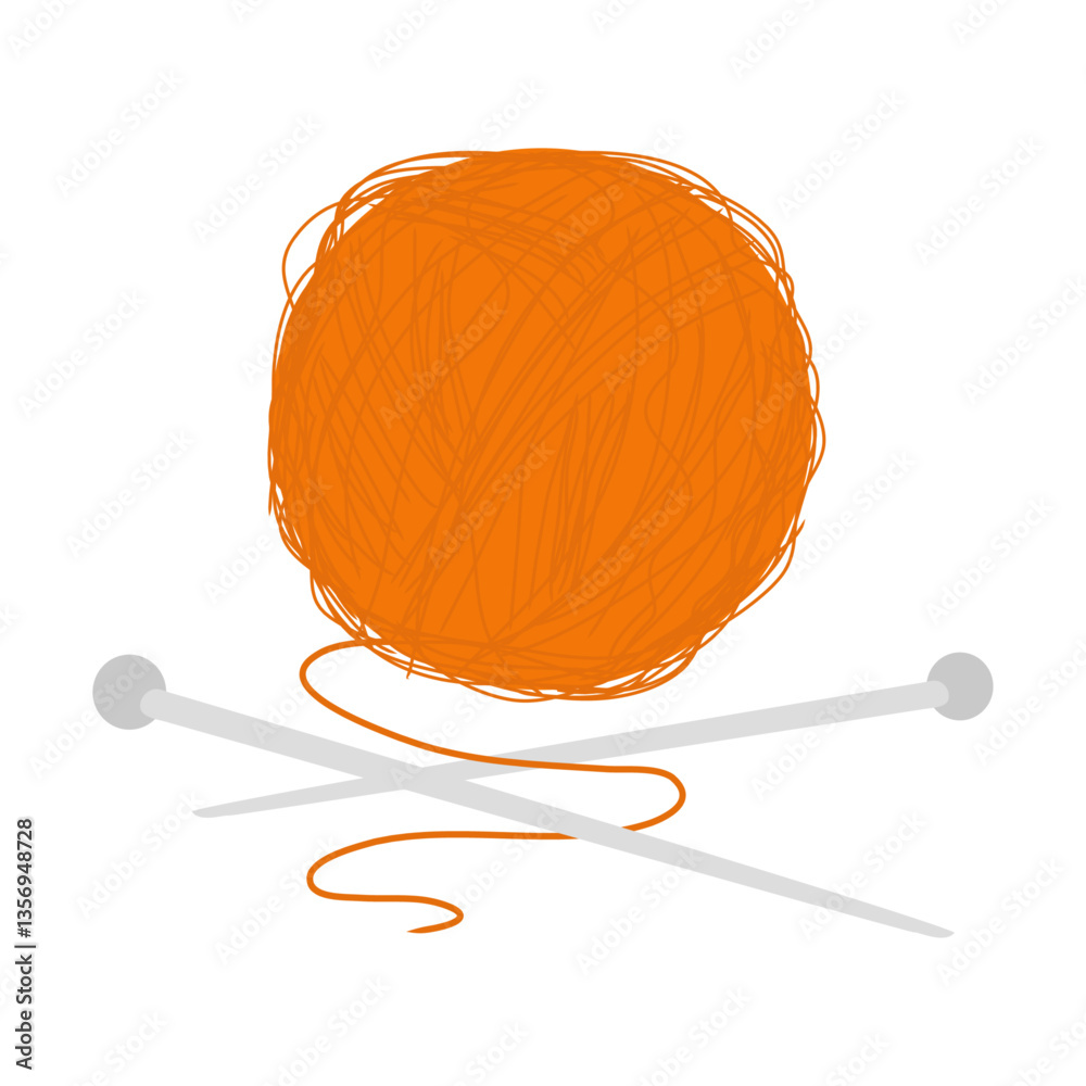Pelote laine aiguilles illustration vectorielle