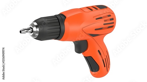 Orange cordless drill on white background photo