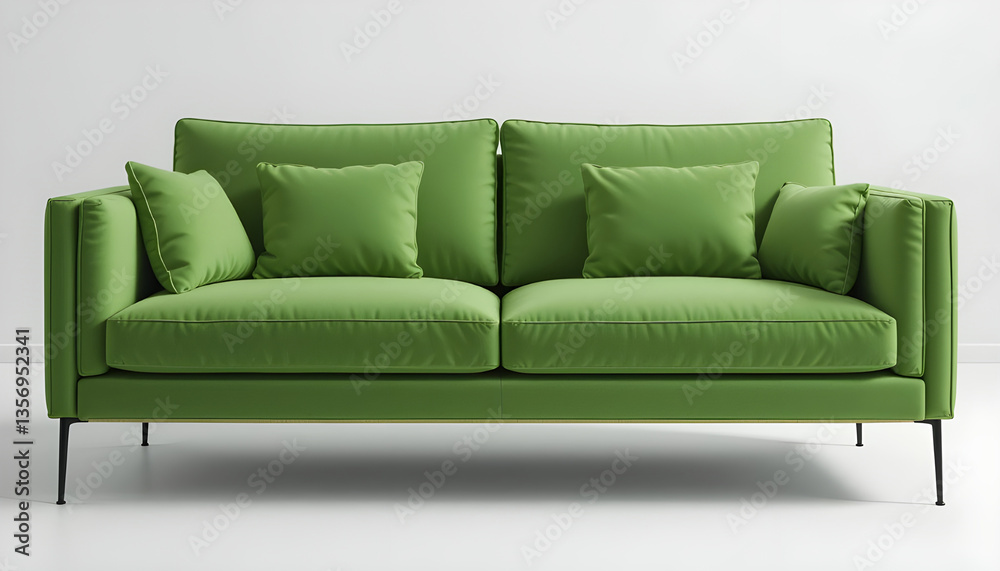Modern Lime Green Sofa Against a Clean White Wall Modern Lime Green Sofa Against a Clean White Wall