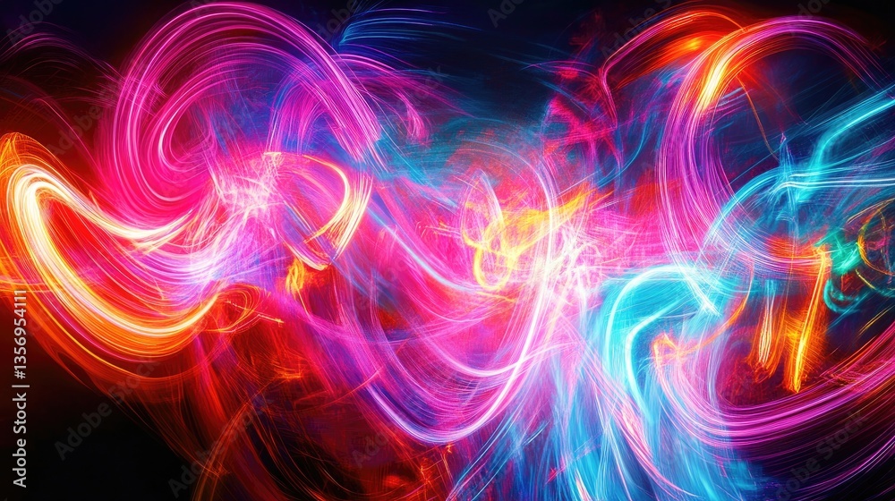 Obraz premium Abstract Colorful Light Trails in Motion for Creative Backgrounds and Designs