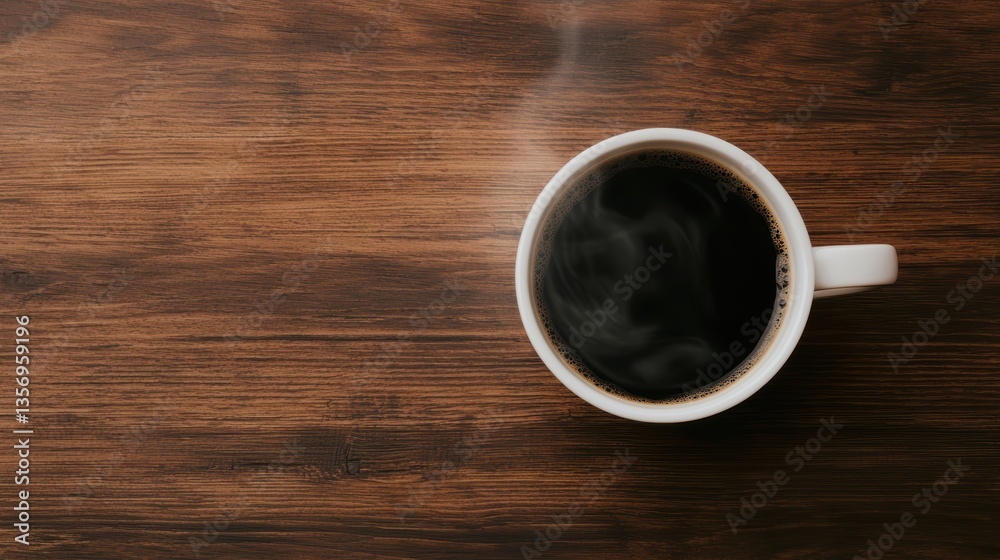 Steaming cup of coffee on rustic wooden table, a cozy morning ritual cozy Steaming cup of coffee on rustic wooden table, a cozy morning ritual cozy