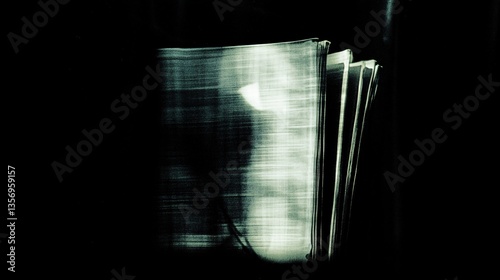 Stacked newspapers, dark room, mystery, news