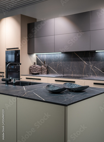 Stylish kitchen cabinets in modern interior