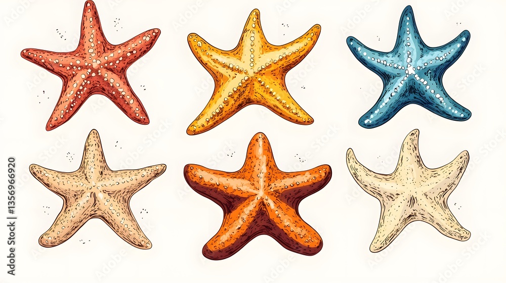 Professional Hand-Drawn Cartoon Vector Illustration of Starfish for Creative Projects Professional Hand-Drawn Cartoon Vector Illustration of Starfish for Creative Projects