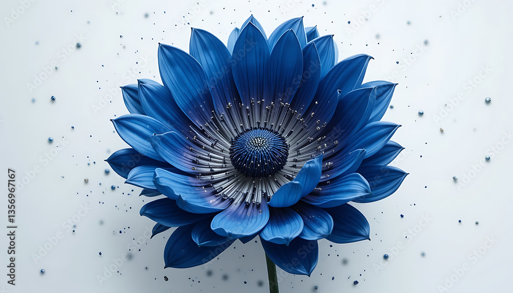 Obraz premium Stunning Sapphire Blue Flower: 3D Rendered Floral Wallpaper