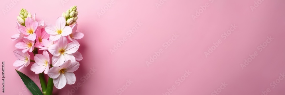 Obraz premium Delicate pastel roses & hyacinths against a rose pink, light, bloom