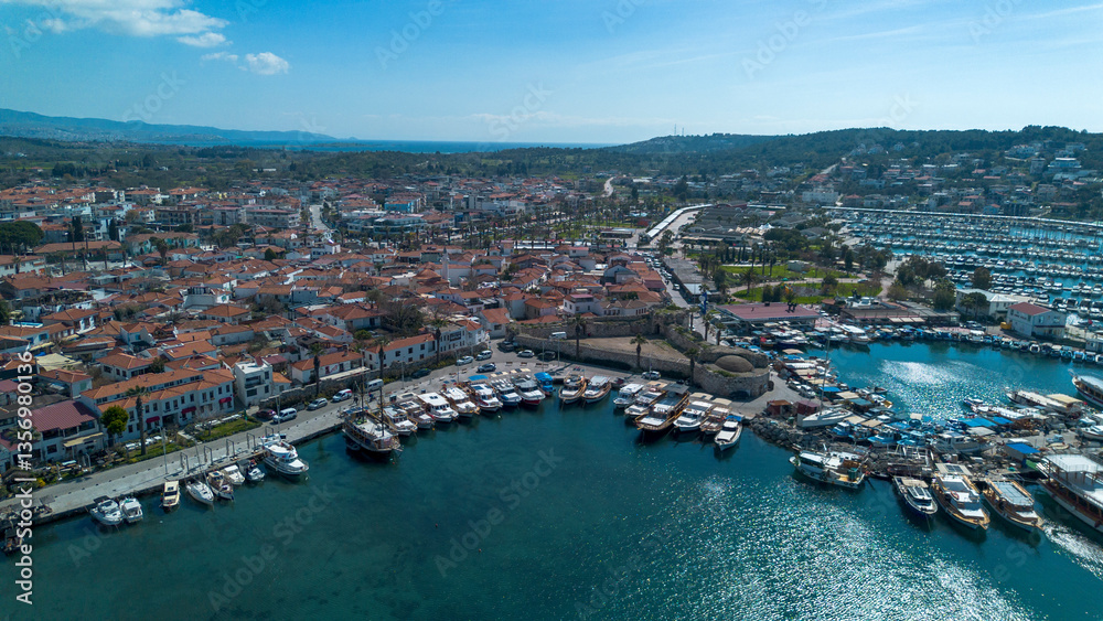Sigacik Marina Drone Photo, Aegean Sea Cittaslow City Seferihisar, Izmir - Turkey