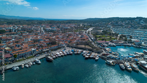 Obraz na płótnie Sigacik Marina Drone Photo, Aegean Sea Cittaslow City Seferihisar, Izmir - Turkey w salonie