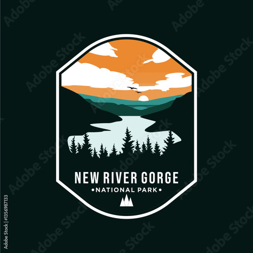 New river gorge national park badge logo illustration design