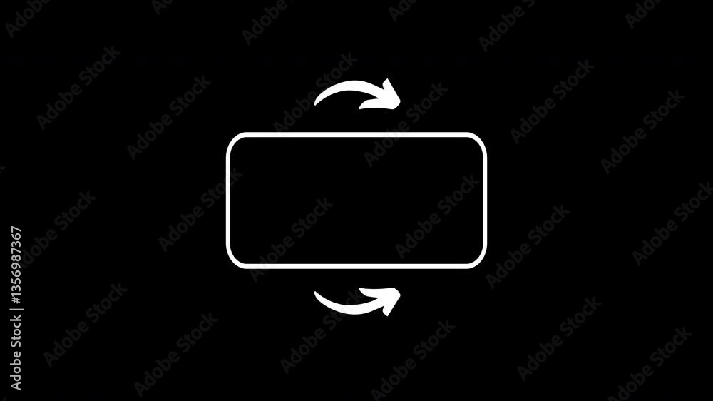 Rotate phone with White rectangle and rounded corners and two white arrows suitable for presentations, infographics, web design, and instructional materials to indicate direction.