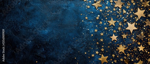 Wallpaper Mural Navy blue background with clustered gold stars on the right Torontodigital.ca
