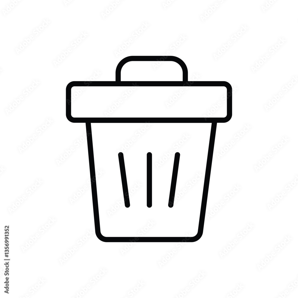 line art illustration of a trash can icon vector line art illustration of a trash can icon vector