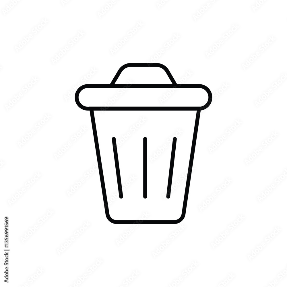 line art illustration of a trash can icon vector line art illustration of a trash can icon vector