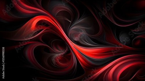 Abstract composition of swirling red and black clouds.