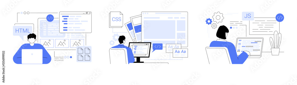 Front end development isolated cartoon vector illustrations se