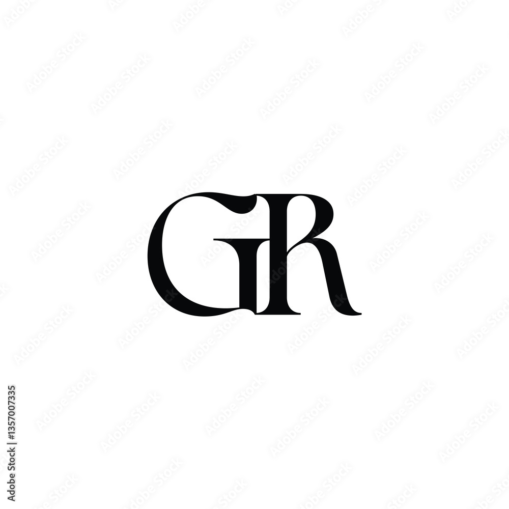Obraz premium GR monogram logo design letter text name symbol monochrome logotype alphabet character simple logo