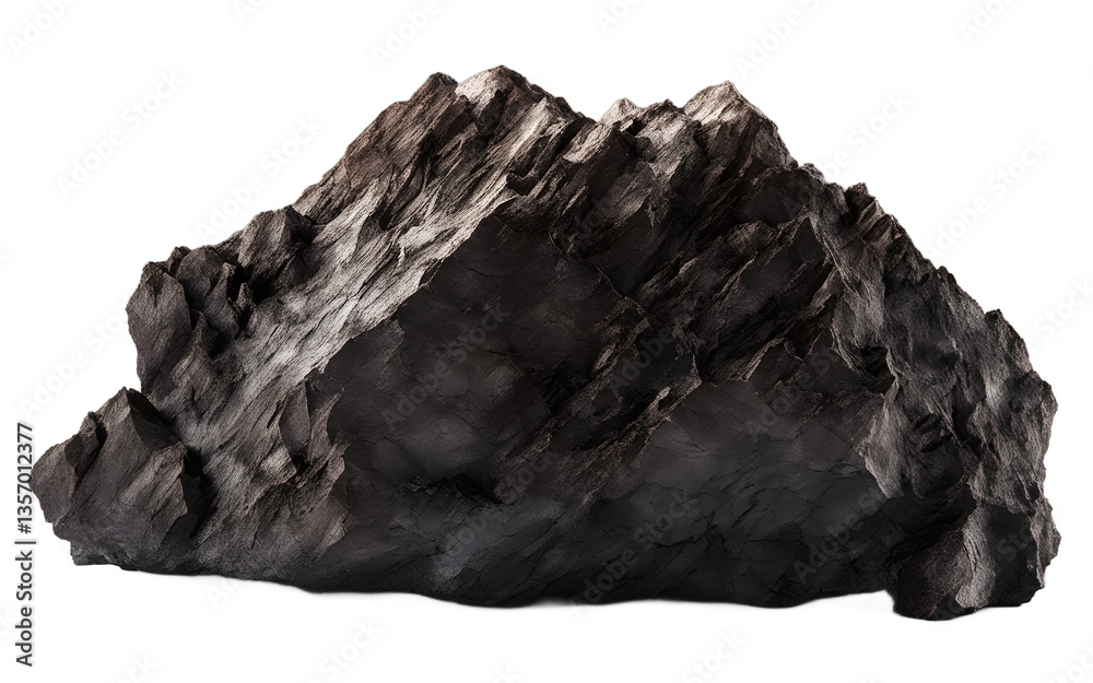 Obraz premium Manganese rock with a rough dark brown and black coloration, isolated on a empty plain background