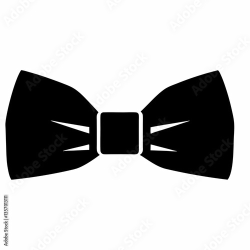A suitable name for this image could be: Black Bow Tie Ribbon Vector Illustration to clearly represent the content of the image based on the provided description and tags