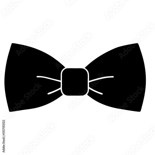 A suitable name for this image could be: Black Bow Tie Ribbon Vector Illustration to clearly represent the content of the image based on the provided description and tags