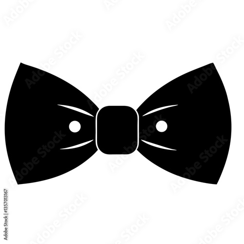 A suitable name for this image could be: Black Bow Tie Ribbon Vector Illustration to clearly represent the content of the image based on the provided description and tags