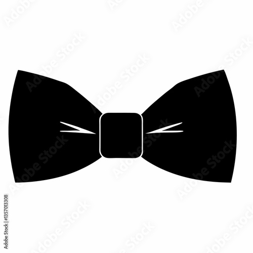 A suitable name for this image could be: Black Bow Tie Ribbon Vector Illustration to clearly represent the content of the image based on the provided description and tags