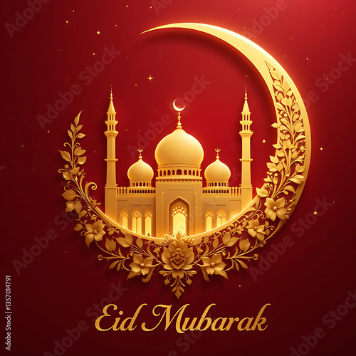 Eid mubarak card stylish crescent moon. Eid mubarak islamic festival social media post template. Eid mubarak festival decorative greeting background. Eid mubarak festival card. Eid Mubarak background