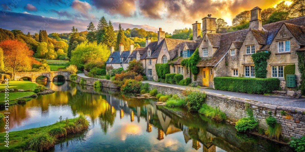 Fototapeta premium Bibury, England - Cotswolds Charm, Picturesque Village