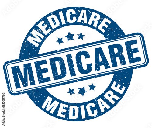 medicare stamp. medicare label. round grunge sign