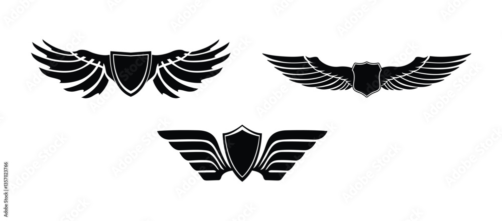 Fototapeta premium Set abstract feather wings pictograms