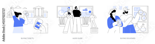 Visiting a museum isolated cartoon vector illustrations se