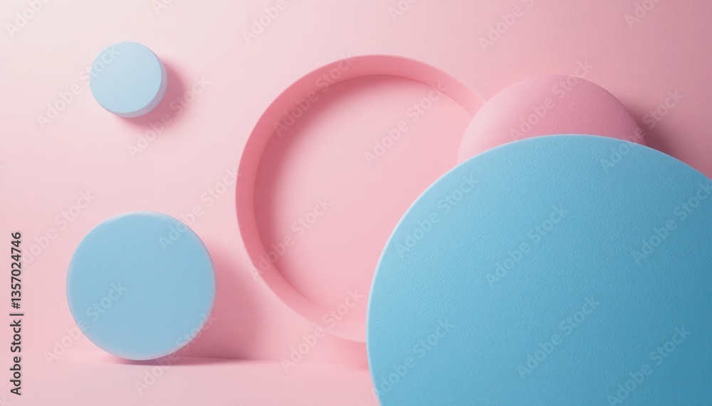 Obraz premium Geometric shapes composition studio setting digital art minimalistic style eye-level view contemporary aesthetics for modern design inspiration