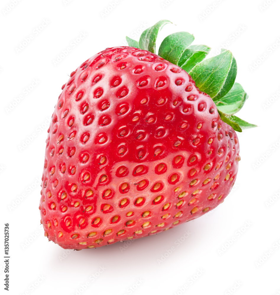 Fototapeta premium Ripe red strawberry isolated on white background. File contains clipping path.