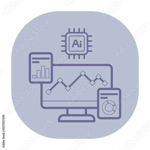 Digital display with line graphs and charts related to data analysis. AI in interpreting data trends and insights concept