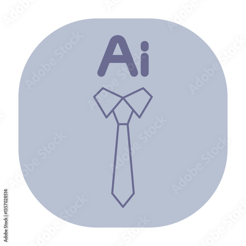 Icon of letters A and I above stylized necktie. Intersection of professionalism and artificial intelligence concept