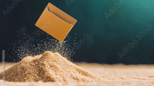 A business card emerging from sand, symbolizing innovation and growth