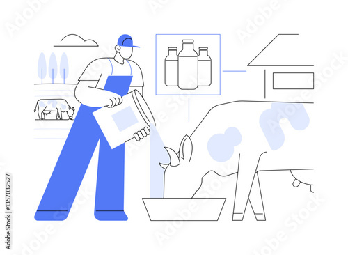 Dairy farming isolated cartoon vector illustrations.