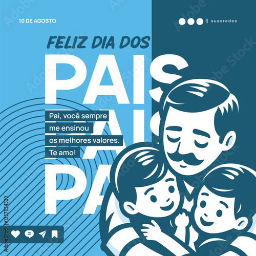 festive fathers day invitation card illustration in brazilian portuguese