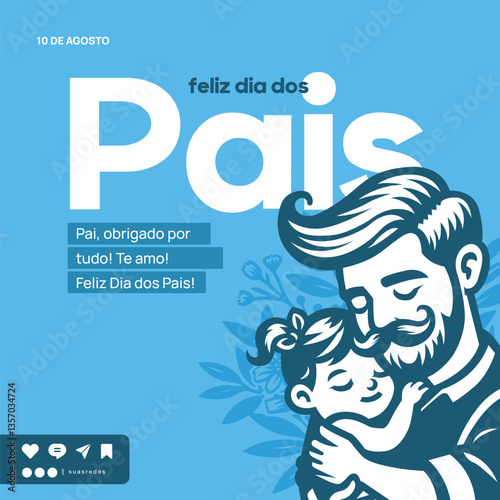 artistic dia dos pais greeting card layout in brazilian portuguese