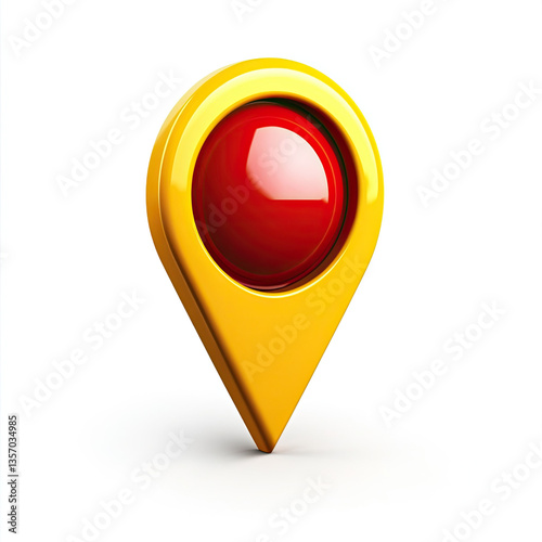 Bright yellow 3D location pin with red center Free Download Bright yellow 3D location pin with red center - GFXLoad