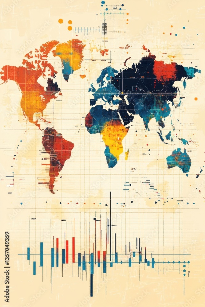 A stock market graph showing economic growth after tariff reductions in developing nations