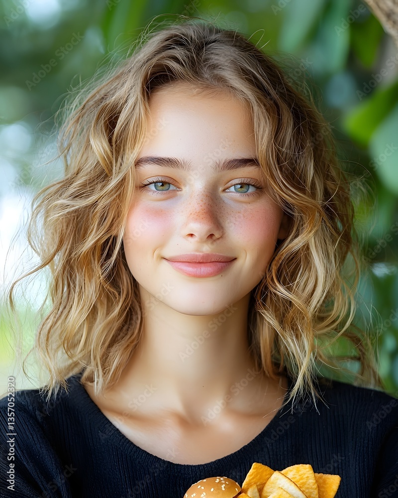 Fototapeta premium Young woman smiling in a natural setting