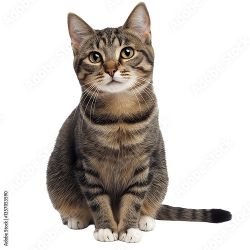 Cat. Cute pet. Photo asset of a front view of a cat. Photo asset with background removed, PNG icon available.