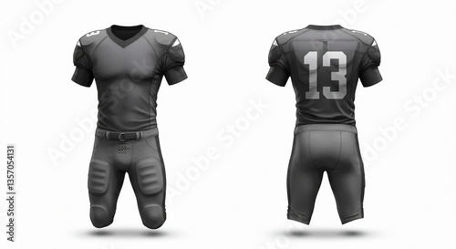 American Football Uniform Mockup – Blank Jersey, Pants, and Helmet on White Background