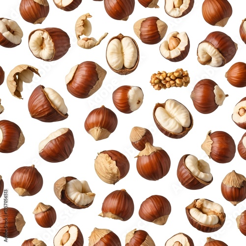 Wallpaper Mural Falling Hazelnuts, Isolated on White Torontodigital.ca