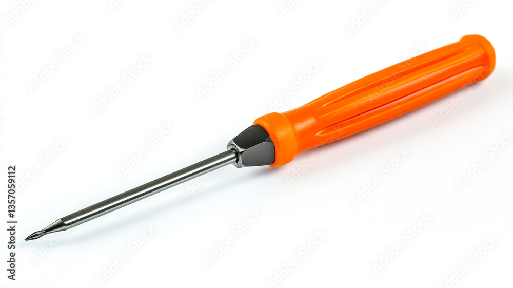 Orange handled screwdriver tool for fixing items isolated on white background.
