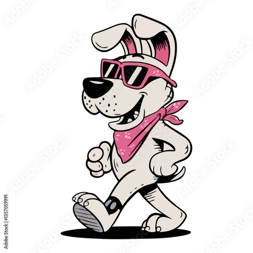 Cute dog walking cartoon vector illustration