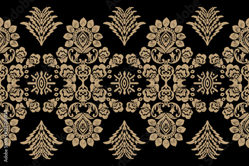 Saree Sarong Motifs Ikat floral paisley embroidery floral.ikat ethnic oriental pattern traditional.Ikat embroidery style abstract embroidery design for texture, fabric, clothing, wrapping, decoration