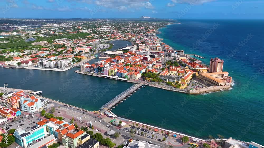 Otrobanda historic center aerial view in city of Willemstad, Curacao. Historic Willemstad is a UNESCO World Heritage Site. Otrobanda historic center aerial view in city of Willemstad, Curacao. Historic Willemstad is a UNESCO World Heritage Site.